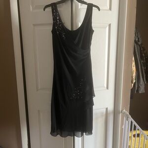 Alex Evenings Black V-neck Embellished Maxi Dress 90s